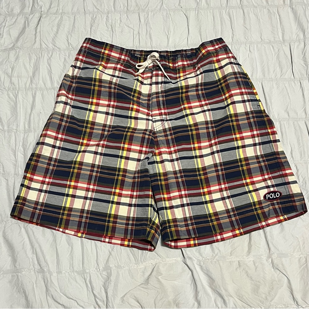 Polo Sport Ralph Lauren Plaid Swim Trunks Shorts Lined Water Mens Sz XL